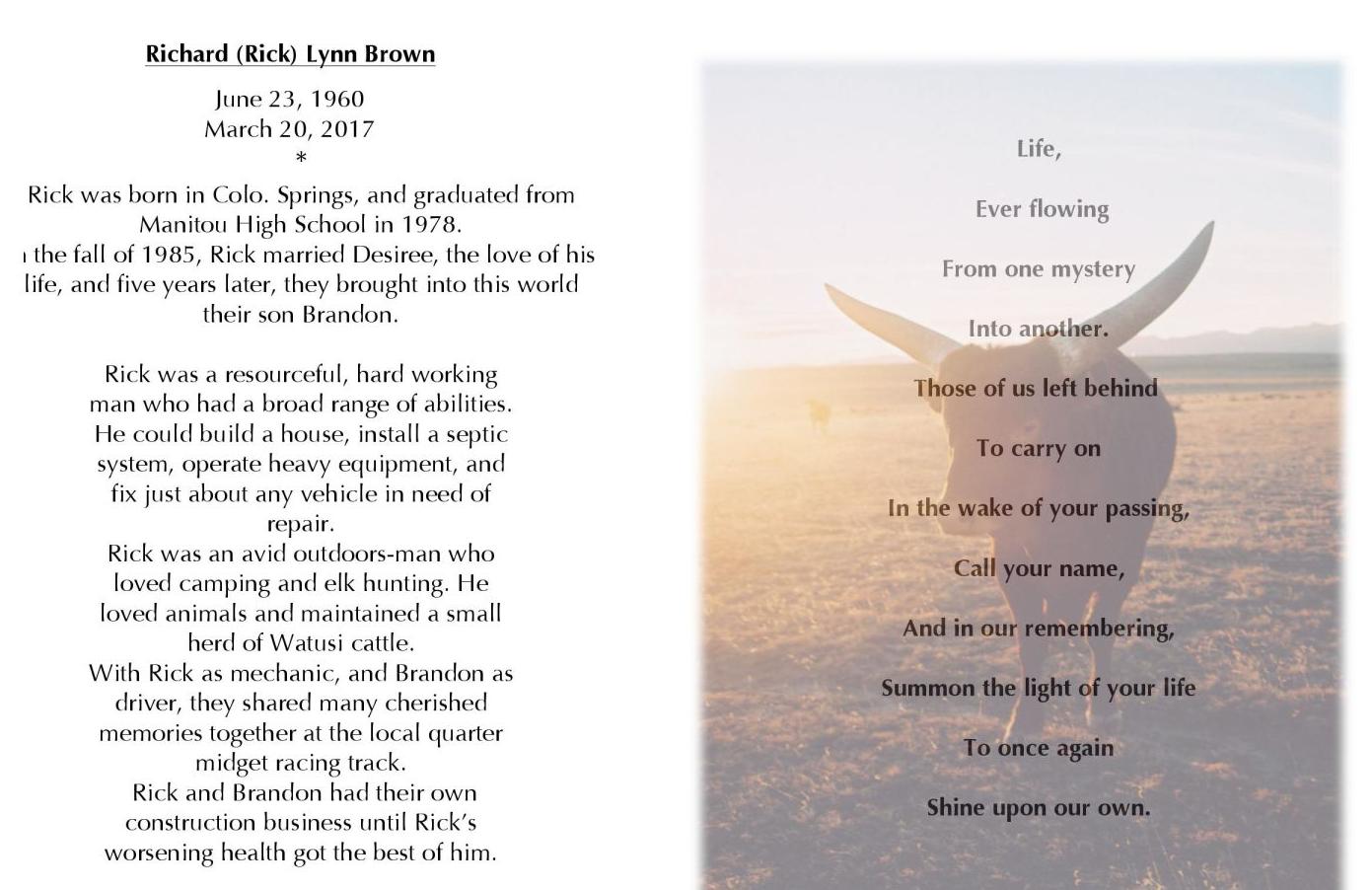 Richard Lynn Brown obit